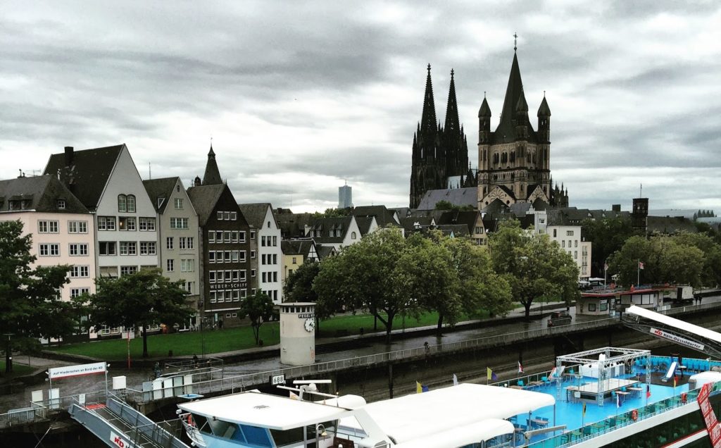 rustic town with cathedral