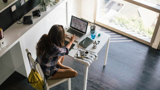 woman working at desk