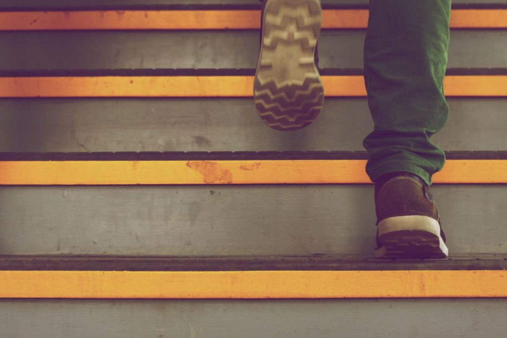 feet walking up stairs